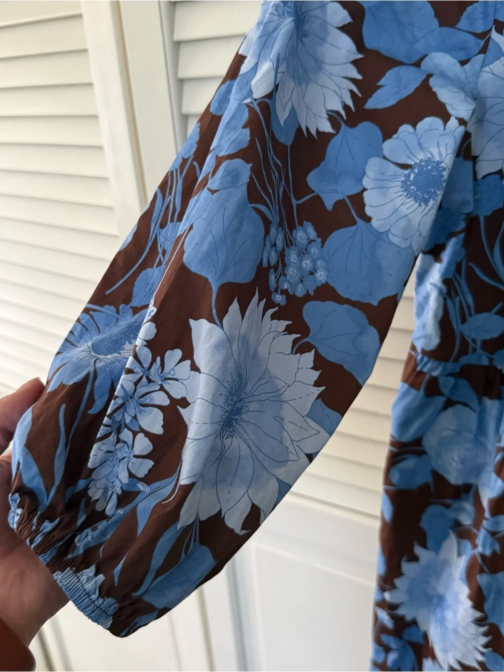 RACHEL Zoe Blue Floral Brown Button-Front Maxi Dress - Picture 3 of 5